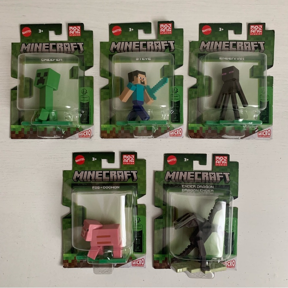 Minecraft Micro Collection Lot of 5 Figures Cake Toppers Mojang Studios New